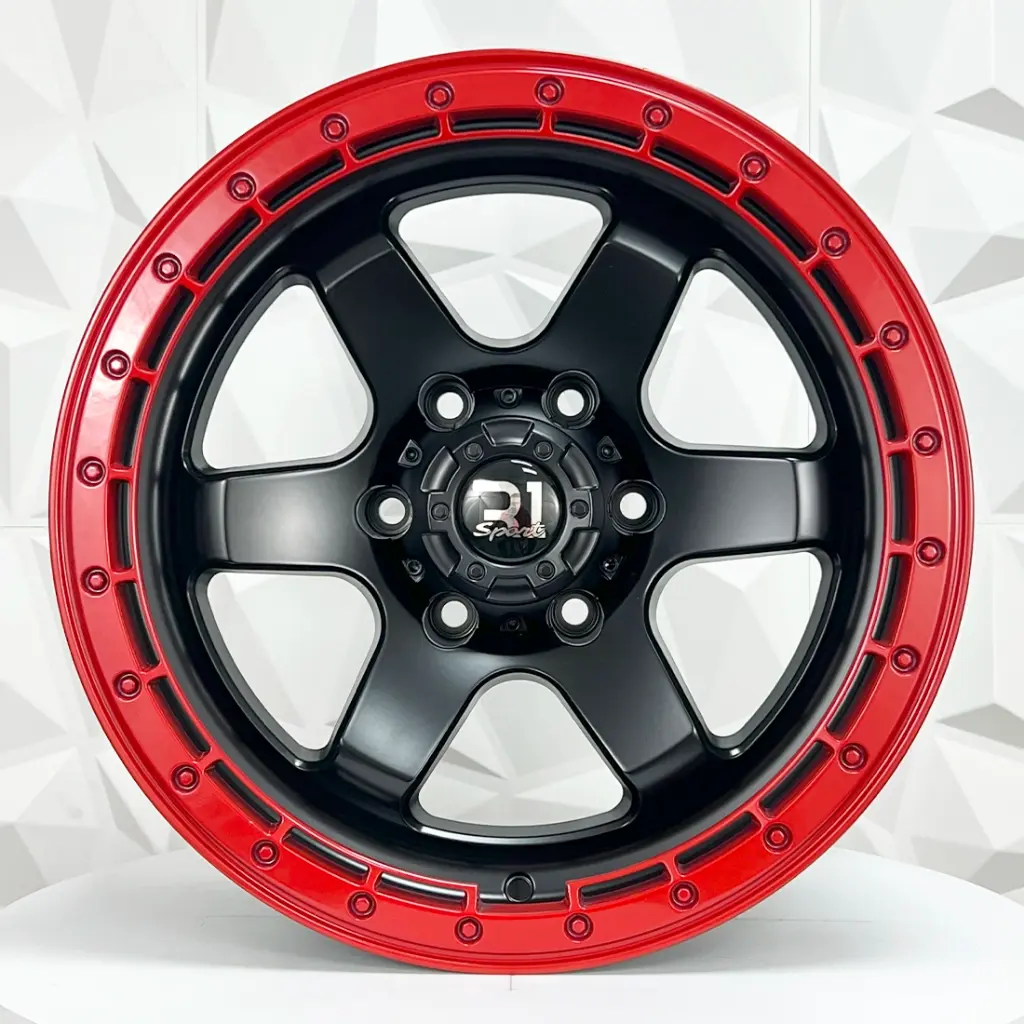 RIN 17X9 6-139.7 R1 SPORT JT168 MATTE BLACK+RED LIP ET0 CB110.1