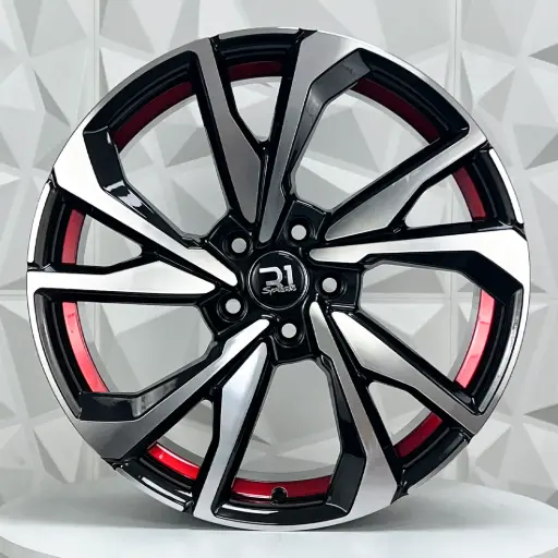 [189239] RIN 18X8 5-108 R1 SPORT 1039HB MACHINE BLACK+ UNDERCUT RED ET38 CB73.1